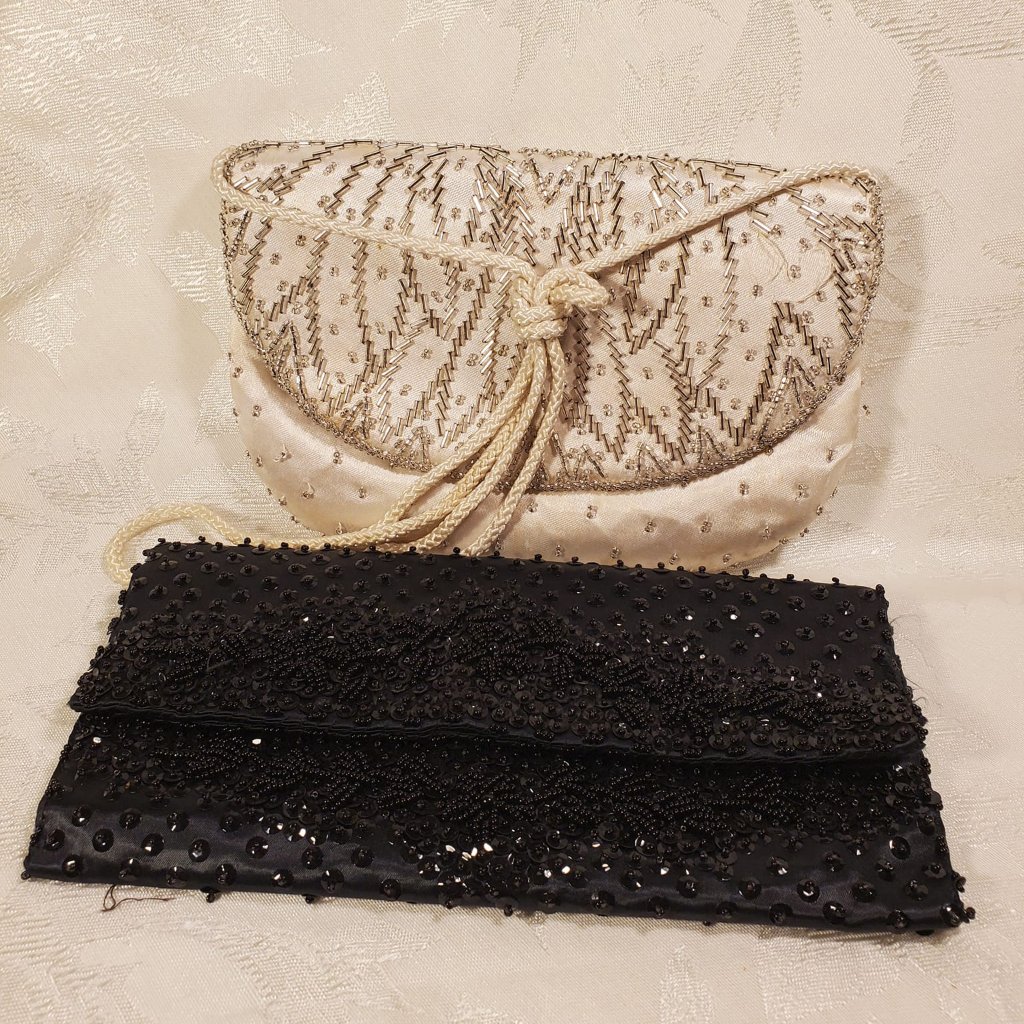 Black Beaded Purse & White Beaded Purse
